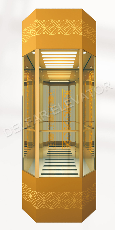 Лифт наблюдения ромбовидной формы точного дизайна зеркала Ti-gold